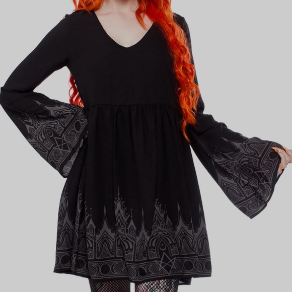 Killstar Dresses & Skirts - Killstar Black and Gray Midi Dress